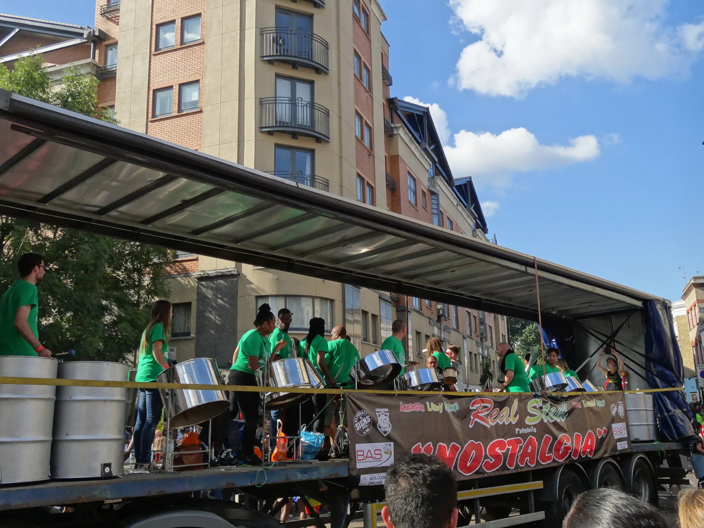 Real Steel players performing on a truck at Notting Hill Carnival in 2016